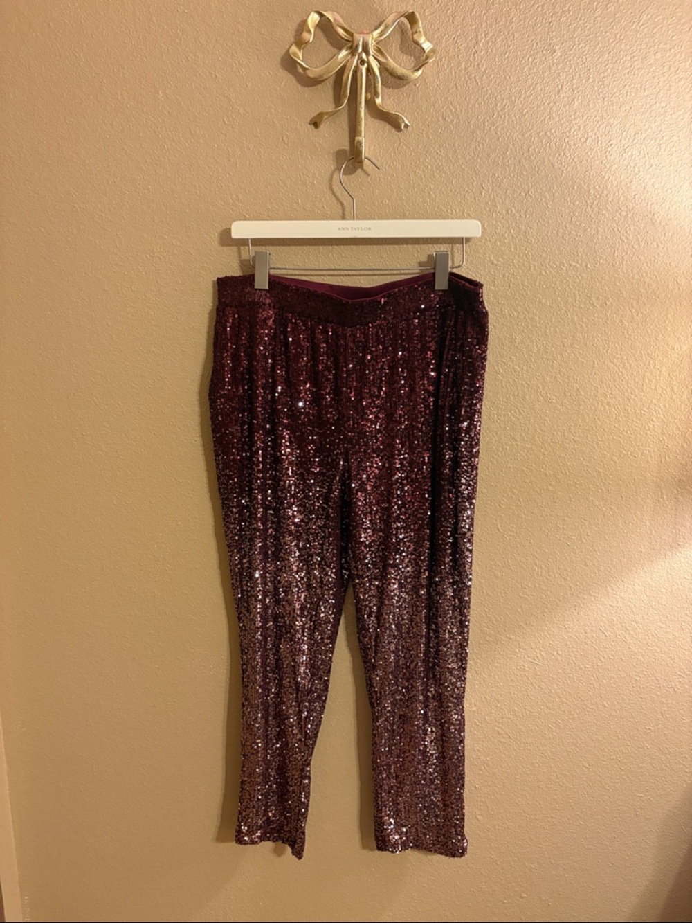 Cable & Gauge Burgundy Sequin Pants